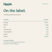Hippie Cranberry & Rose kombucha 750ml nutrition information