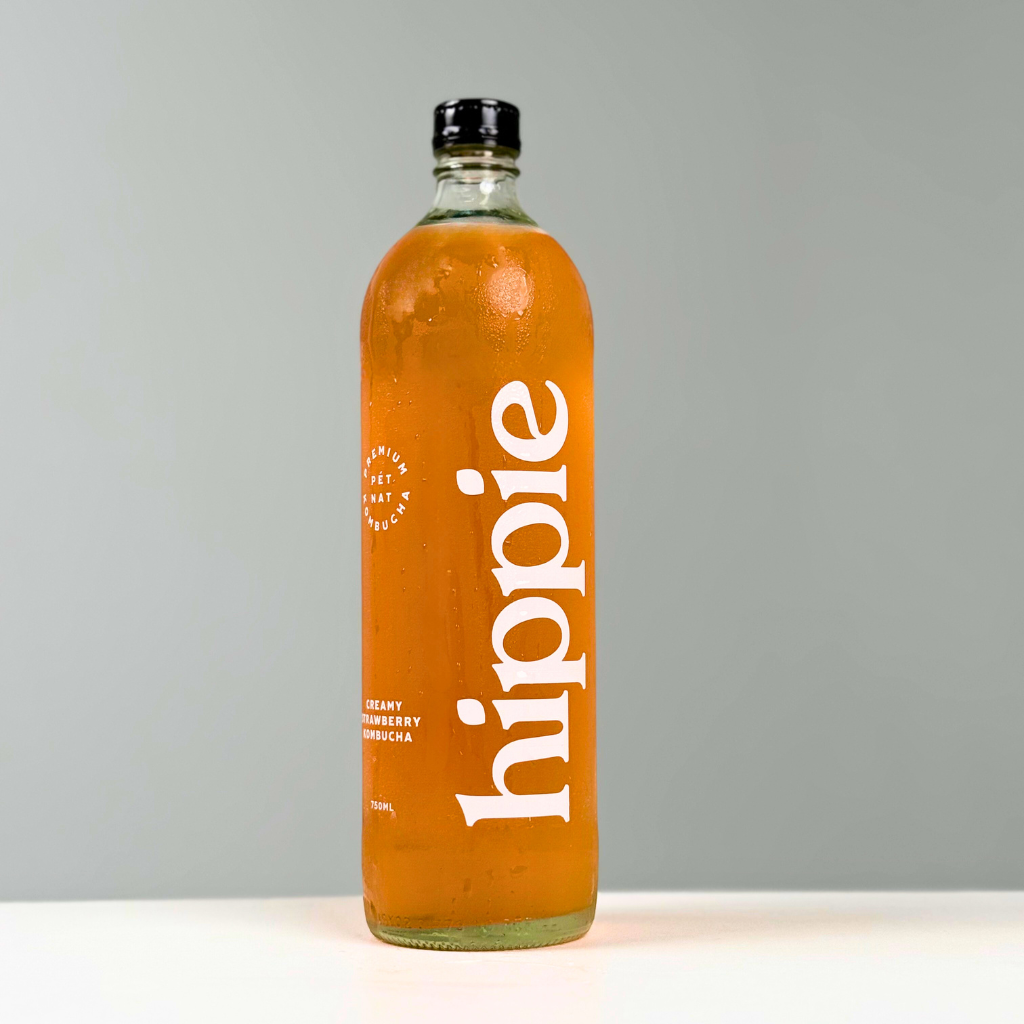 Hippie Kombucha Creamy Strawberry 750ml bottle